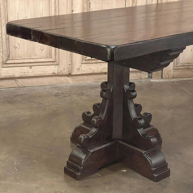 Grand Country French Elm Double Pedestal Dining Table For Sale - Image 11 of 18