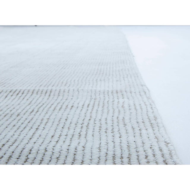 Contemporary solid white, beige and grey handmade wool rug by Doris Leslie Blau Size: 6'3" × 12'0" (190 × 365 cm) This...