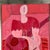 Paint Stunning Red Hues Original Vintage Modern Oil/Board Cubist Painting of Woman With Guitar, Signed For Sale - Image 7 of 10