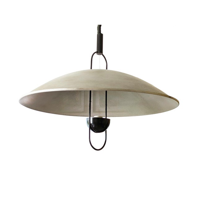 Postmodern Large Black Painted and Perforated Metal Pendant Lamp by Orni Halloween for Artemide, 1970s For Sale - Image 3 of 18