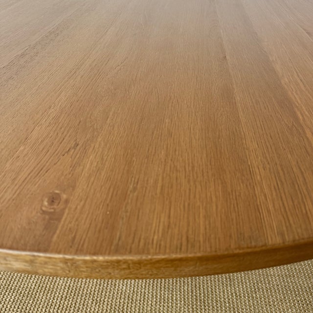 2020s Lavene Solid Oak Fluted Pedestal Dining Table – Montana Brown Finish 60" For Sale - Image 5 of 11