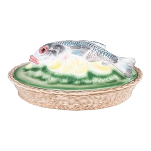 Vintage Italian Majolica Fish Lidded Tureen Dish Centerpiece