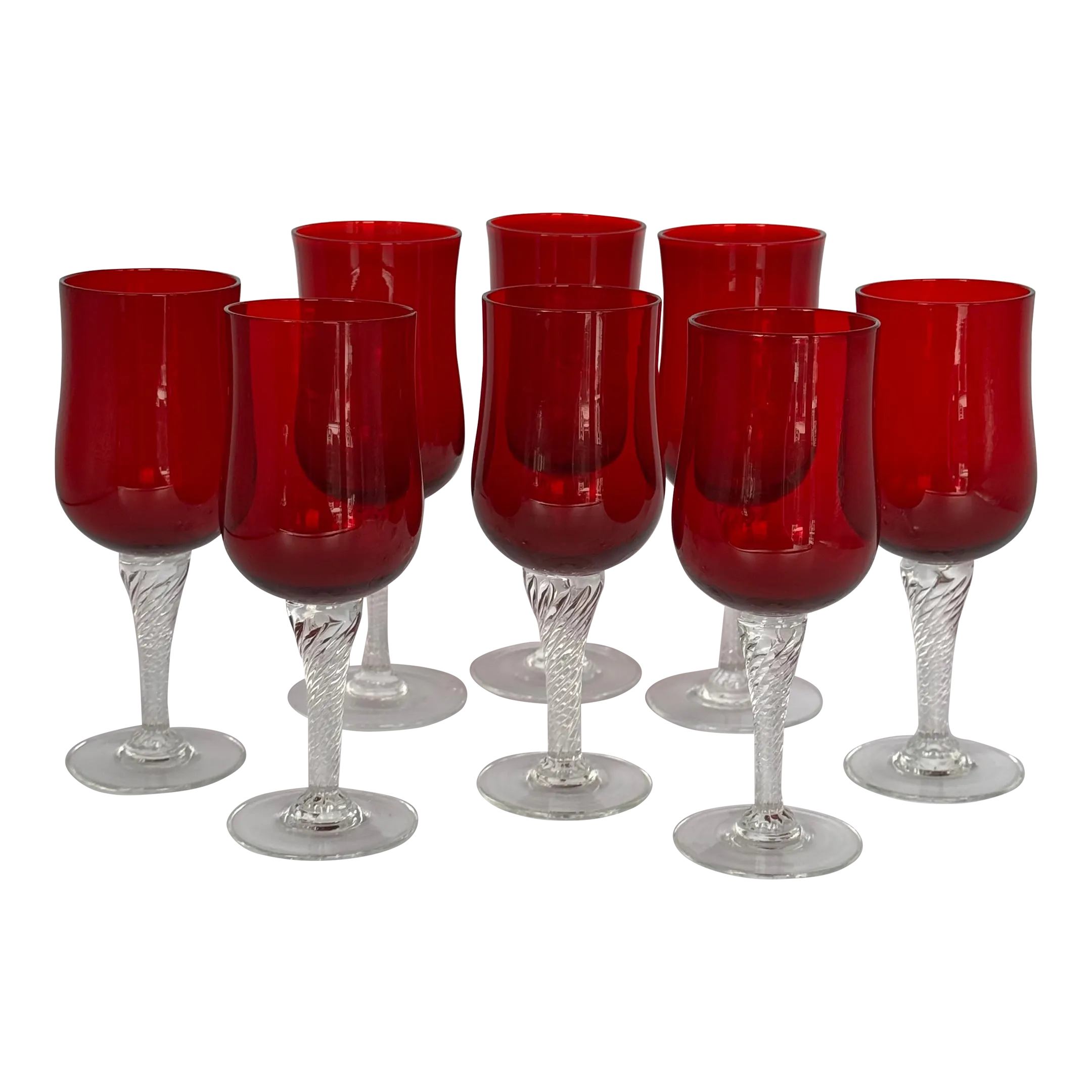 Vintage Colony Glass Saturn Red Wine & Claret Glasses - 8 | Chairish