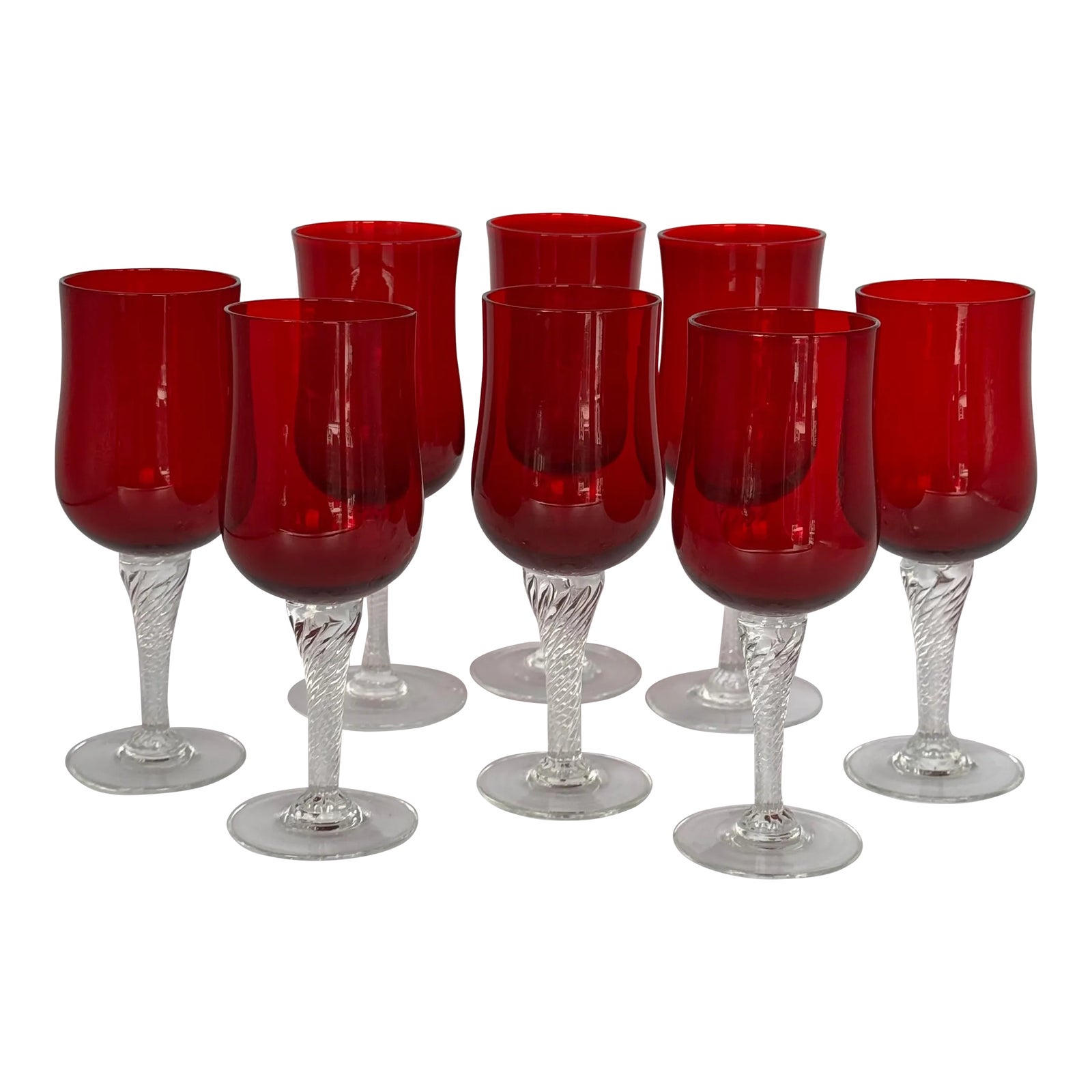 Vintage Colony Glass Saturn Red Wine & Claret Glasses - 8 | Chairish