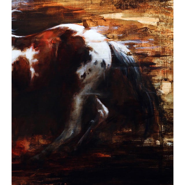 Dust Storm by Morgan Cameron | Oil on panel Horse running through a dust storm. For Sale - Image 4 of 4