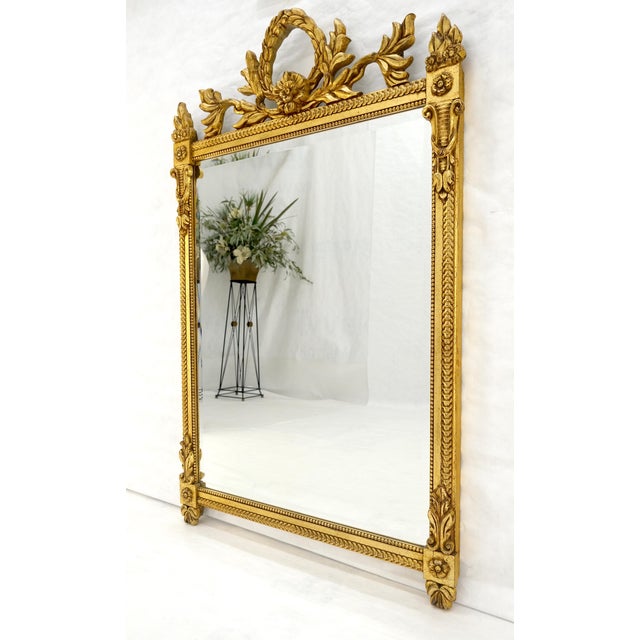 Hollywood Regency Italian Gilt Gesso Fine Gold Wall Mirror 53x38 Rectangle MINT! For Sale - Image 3 of 15