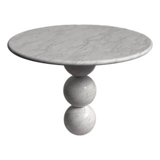 Cess Italian Carrara Marble Round Dining Table 40" For Sale