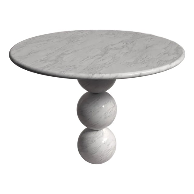 Cess Italian Carrara Marble Round Dining Table 40" For Sale