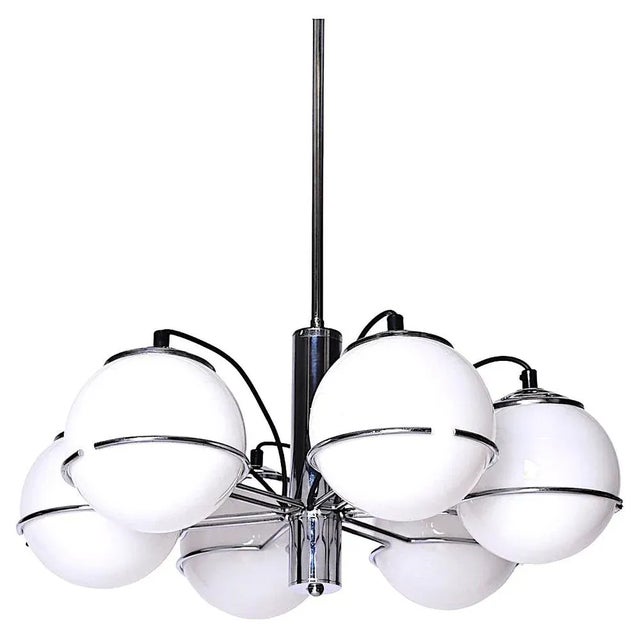 Vintage Opaline Glass Pendant Lamp by Targetti Sankey, Italy, 1970s For Sale - Image 9 of 9