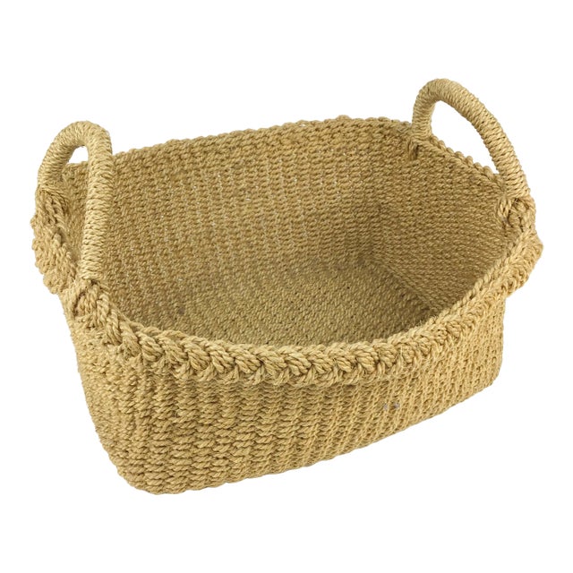 Vintage Sisal Soft Flexible Farmers Basket For Sale