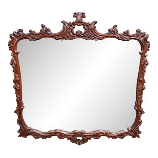 Chippendale Style Carved Mahogany Mirror For Sale