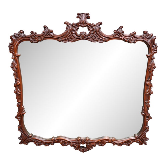 Chippendale Style Carved Mahogany Mirror For Sale