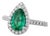 1.32ctw Emerald Diamond Halo Teardrop Ring 14k White Gold Size 6.5 Engagement For Sale