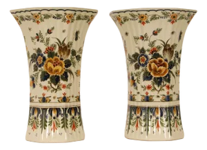 Polychrome Delftware Beaker Vases from Royal Delft, 1950s, Set of 2