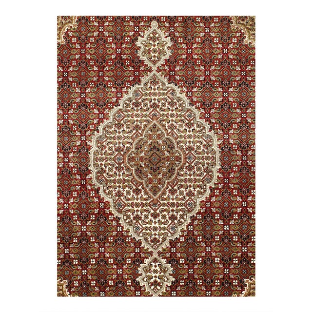 This is a hand-knotted TABRIZ Design Rug. Silk & Hand-Spun Wool Rug. All natural Dyed, This rug has a dense, soft pile,...