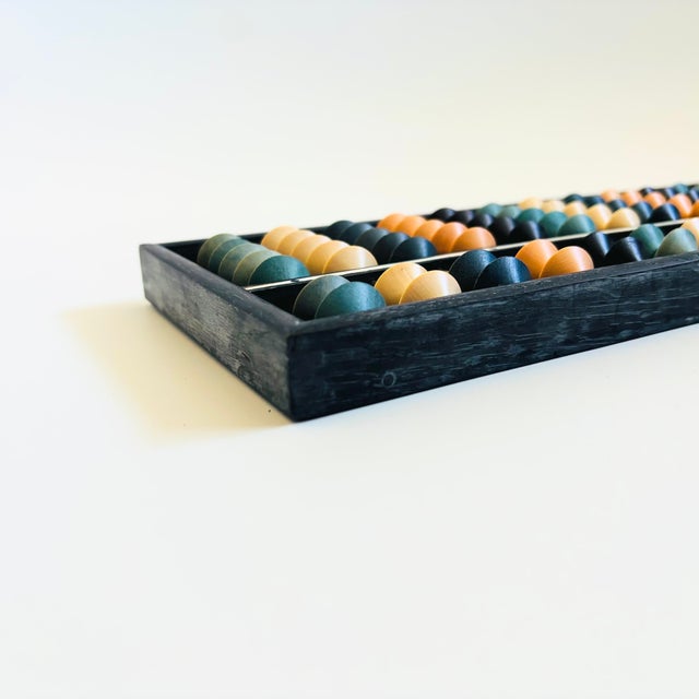 Blue Vintage Japanese Wood Abacus - Blue Stained Beads For Sale - Image 8 of 9