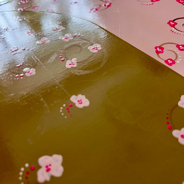 Whimsical Hand-Painted Cherry Blossom Placemats, Mixed Blush & Bronze, Set of 7 For Sale - Image 12 of 12