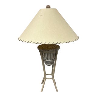 Rustic Patinated Metal Tripod Table Lamp For Sale