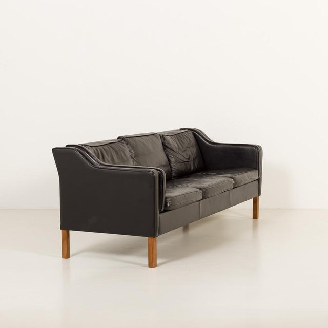 Black Leather 3-Seater Sofa from Mogens Hansen, 1970s For Sale - Image 4 of 16