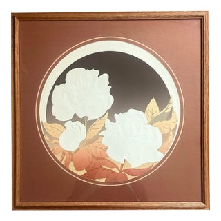 David Allgood Embossed Roses Serigraph | Signed Numbered Art Deco Print (1983) For Sale