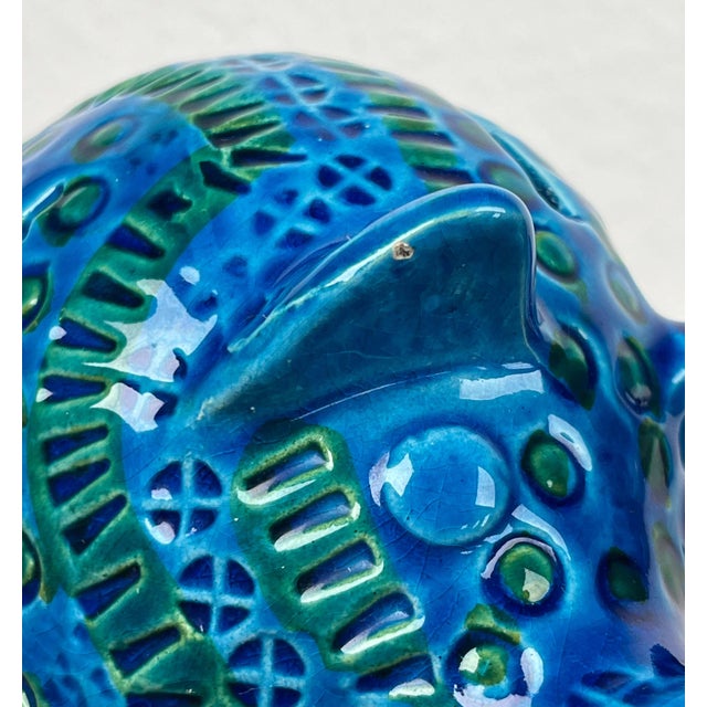 Mid-Century Modern Italian Rimini Blu Pottery Piggy Penny Bank Figurine by Aldo Londi for Bitossi, 1960s For Sale - Image 12 of 18