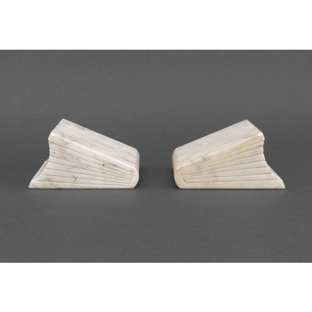 White Modern White Marble Book Form Bookends, Pair For Sale - Image 8 of 8