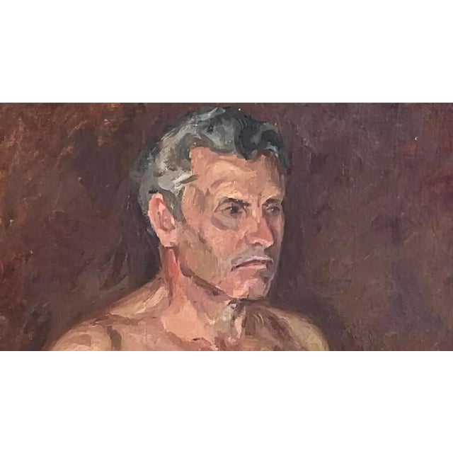 Vintage Boho Signed Original Oil Portrait of Man For Sale - Image 11 of 12