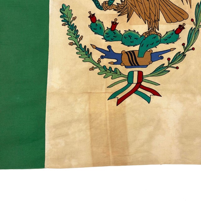 Mexican Vintage Cotton Flag of Mexico For Sale - Image 3 of 6