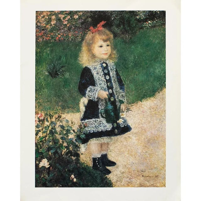 An excellent large full-color print after Impressionist painting "A Girl With a Watering Can" by Auguste Renoir. Comes...