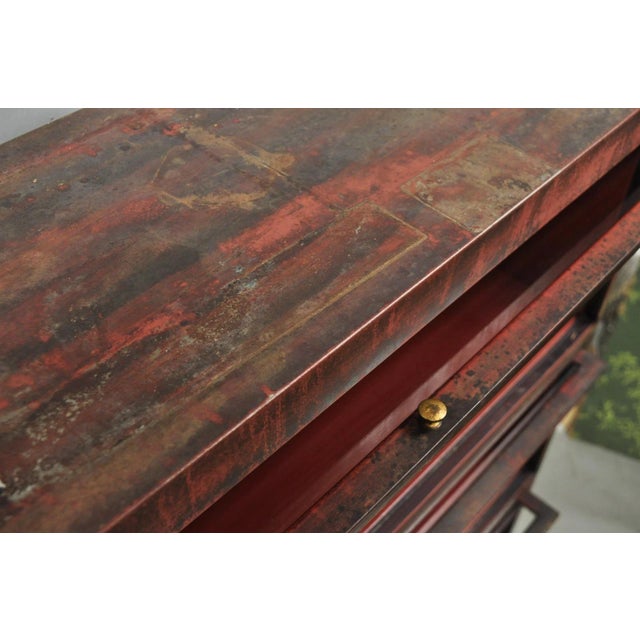Vintage Industrial Steel Metal Faux Woodgrain Painted Stack Barrister Bookcase For Sale In Philadelphia - Image 6 of 18