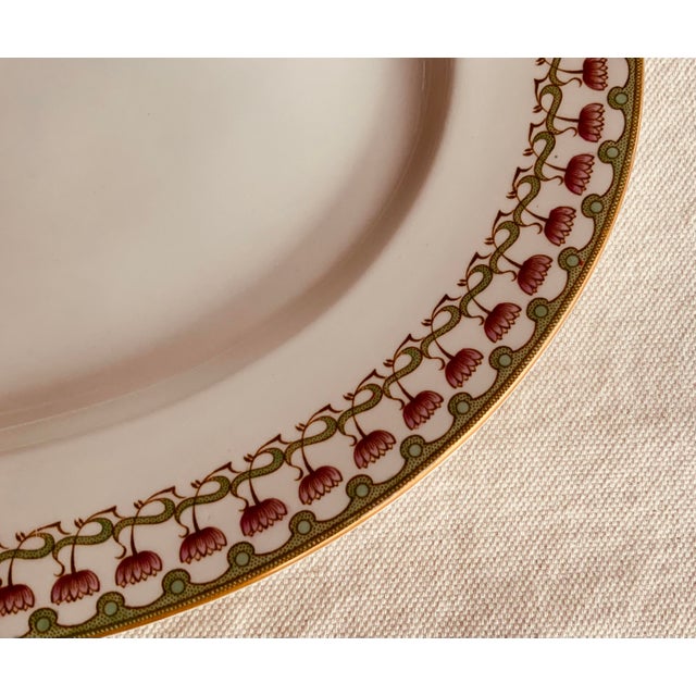 Green Royal Worcester Grainger Egyptian Lotus Porcelain Platter, 1889-1903 Transitional Era For Sale - Image 8 of 15
