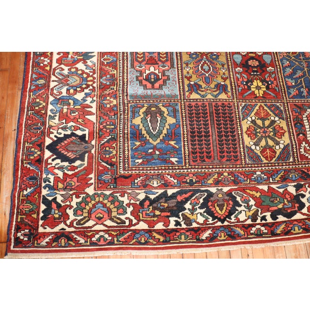 Early 20th Century Zabihi Collection Persian Bakhtiari Garden Box Square Room Size Rug - 10'7" x 10'10" For Sale - Image 10 of 10