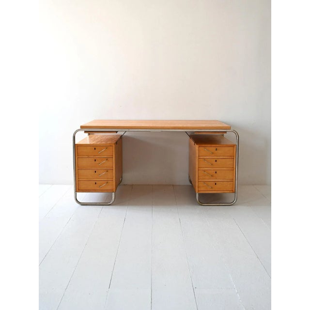 Scandinavian Birch and Steel Desk from Mücke & Melder, 1930s For Sale - Image 13 of 13