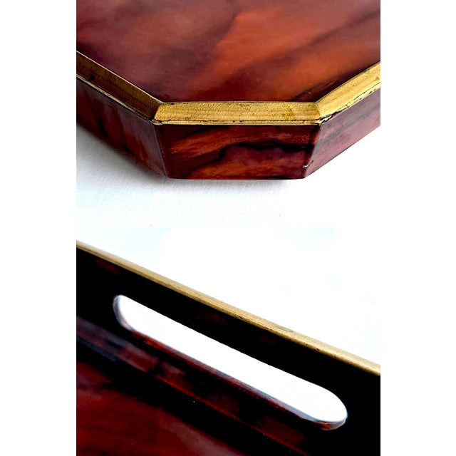 Coffee Vintage Otagiri Faux Tortoise Shell Japanese Lacquer Tray For Sale - Image 8 of 10