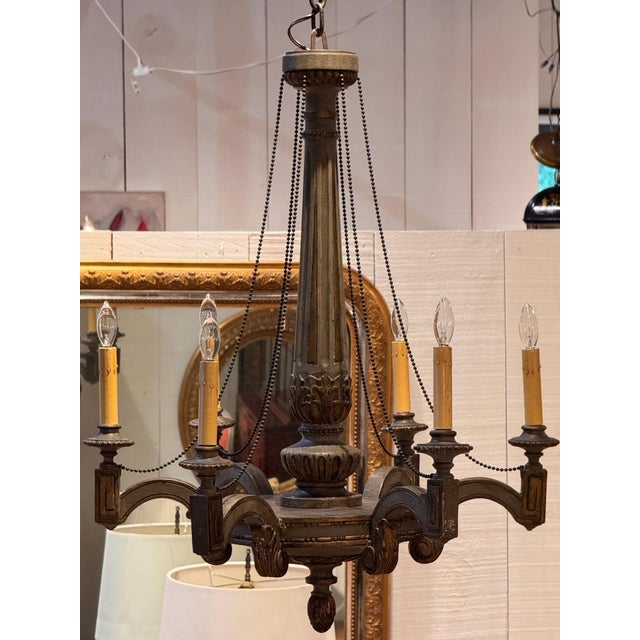 Italian Carved and Painted Chandelier For Sale - Image 3 of 15