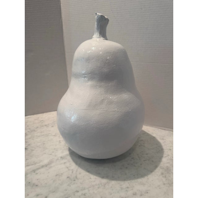 2020s Large Terra Cotta Pear in White Gloss Finish For Sale - Image 5 of 5