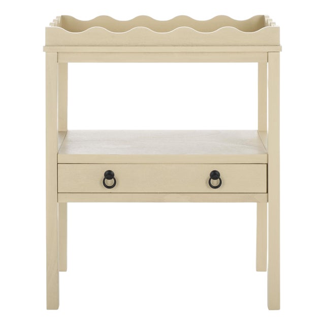 Darlyn Scalloped Rectangle Accent Table in Sand For Sale