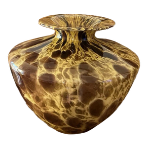 Vntage Murano Style Amber Aventurine Art Glass Vase