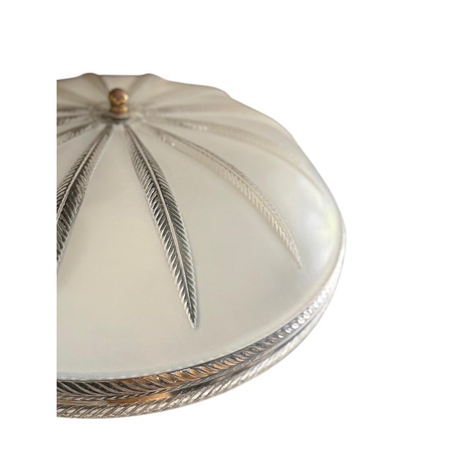 Glass Art Deco French Inspired Alabaster Hammered Copper & Frosted Glass Dome Table Lamp, Circa 1930s For Sale - Image 7 of 14