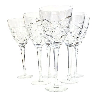 Vintage Wave Cut Crystal Goblets-Set of Six For Sale