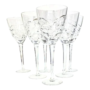 Vintage Wave Cut Crystal Goblets-Set of Six