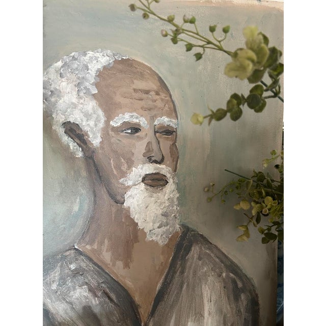 Portraiture Elle Yount Original Fine Art Painting- "Man in Morocco" For Sale - Image 3 of 5