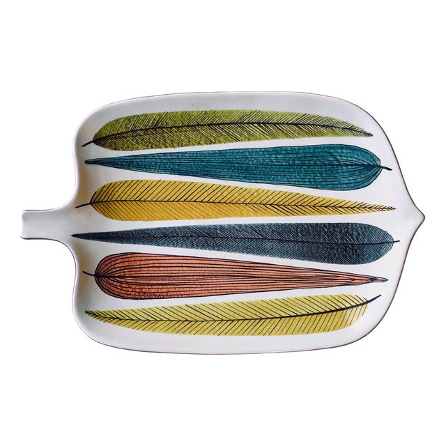 Faience Plate Leafs by Stig Lindberg for Gustavsberg, 1950 For Sale