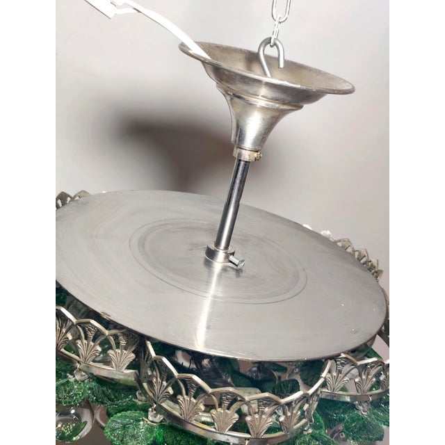 Green Vintage Italian Crystal Ceiling Lamp, 1960s For Sale - Image 8 of 18