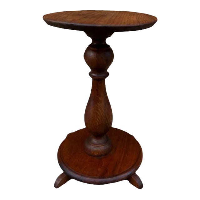 Antique 19th Century Solid Quartersawn Oak Plant Stand For Sale