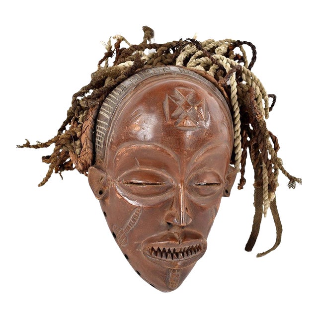 Early 20th Century Chokwe Mask Mwana Pwo with Headdress For Sale
