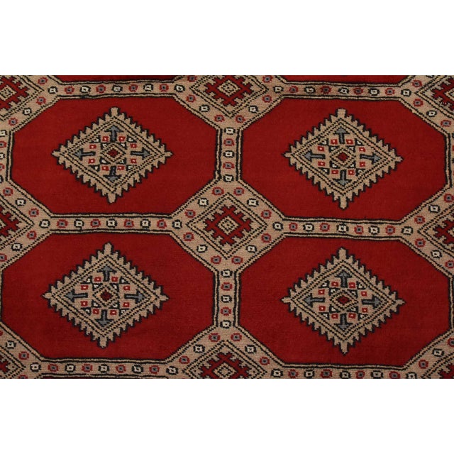 Bokhara Jaldar Rug 8’2” X 10’6” Red Wool Tribal Hand-Knotted Oriental Carpet For Sale - Image 9 of 14