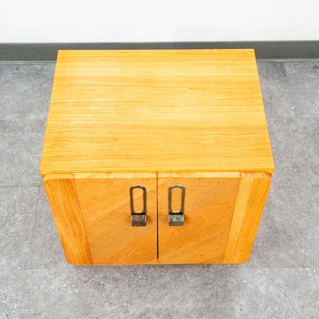 Mid Century Modern Nightstands Doors End Side Tables Blonde Canadian MCM Two 2 For Sale - Image 9 of 12