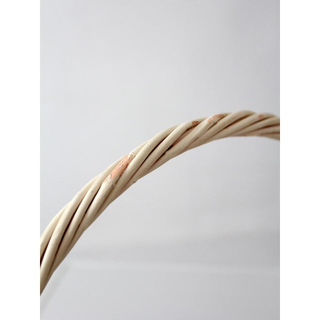 White Vintage Painted Wicker Gathering Basket For Sale - Image 8 of 9