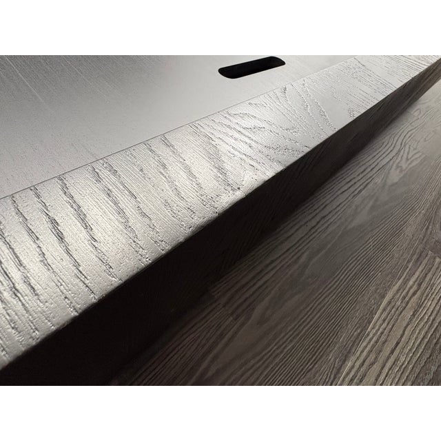 Rh Bezier Panel Bed — King Black Oak | Bronze Accents | 56" Headboard For Sale - Image 17 of 18